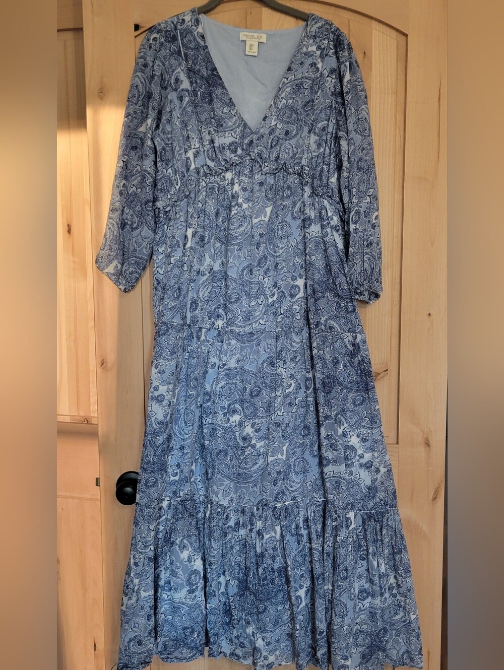 Rachel Zoe Indigo Paisley V-Neck Maxi Dress